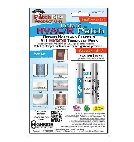 A space-age bonding system that seals holes - cracks and leaks. The right patch for leaks in all HVAC/R tubing and equipment