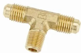 Brass Flare Tee - 1/4 in. Flare x 1/4 in. Flare x 1/4 in. MPT On Branch