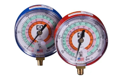 3-1/8 Inch Red High Side Illuminated Gauge - The glow-in-the-dark dials store energy to emit light in dimly lit or dark applications