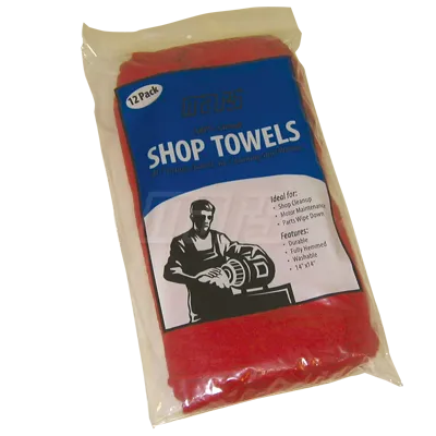 Red Shop Towels 12 Pack - 0.3 Lbs