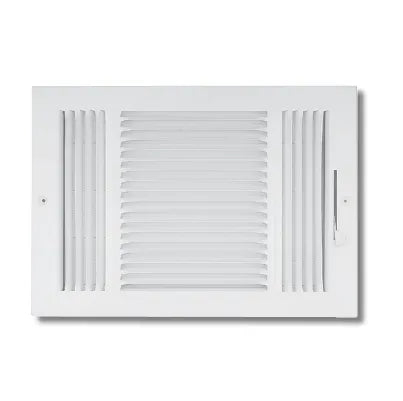 14x8 Ceiling/Sidewall Stamped Face Three Way Register - Color: White