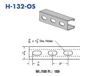 Galvanized Unistrut Channel - 1-5/8 in. X 1-5/8 in. X 12 GA