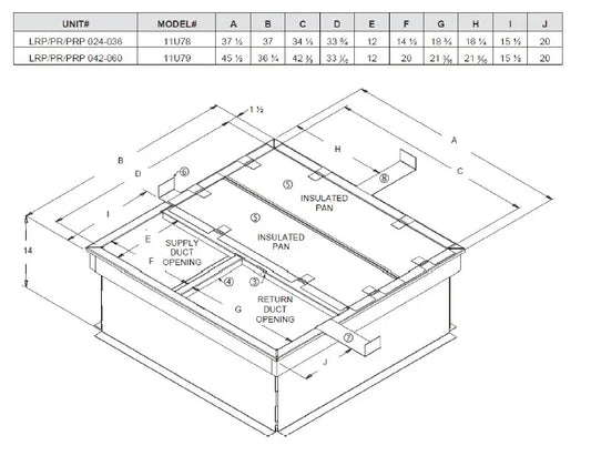 14 Inch High Roof Curb 2 Thru 3 Ton Models - 90 Lbs