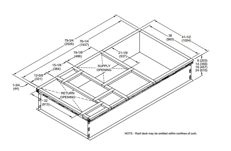 14 in. High Standard Roof Curb KCB/KGB036 thru 090 - KCB/KGB024-060