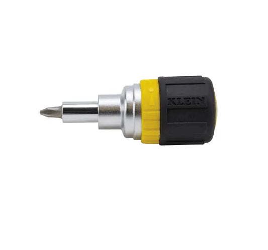 6-in-1 Ratcheting Stubby Screwdriver - Ratcheting mechanism allows user to work faster and with more efficiency