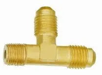 Brass Flare Right Angle Tee - 1/4 in. Flare x 1/4 in. Flare x 1/8 in. MPT