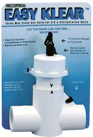 Easy Klear is a three-way cleanout valve for A/C and refrigeration condensate drain lines - 0.67 Lbs