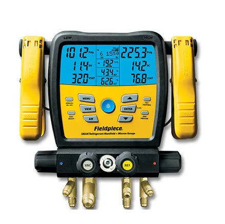 SM480V 4 Port Digital Manifold with Micron Gauge - 45 refrigerants with easy updates via mini USB connection