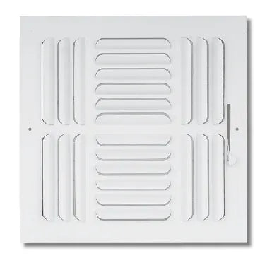 6x6 Ceiling Curved Blade Four Way Register - Color: White