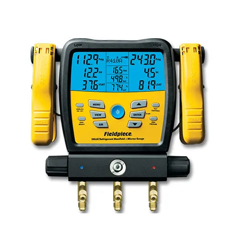 SM380V 3 Port Digital Manifold with Micron Gauge - 45 refrigerants with easy updates via mini USB connection